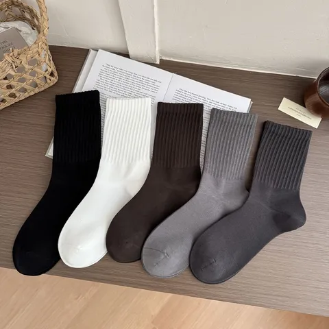 Chaussettes Mi-Mollet en Coton Australien Premium pour Hommes Adolescents Côtelées Couleur Unie Respirantes Chaussettes Business