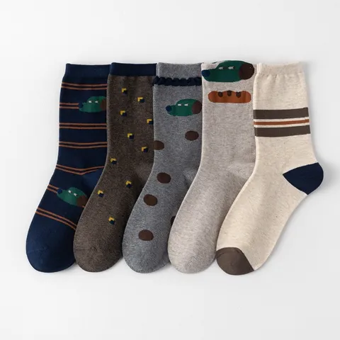 Women Casual Cotton Mid Tube Socks Cute Cartoon Animal Illustration Pattern Breathable Soft Fashion Hosiery