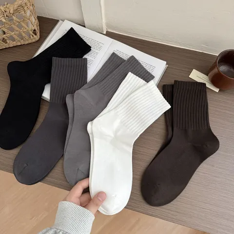 Chaussettes Mi-Mollet en Coton Australien Premium pour Hommes Adolescents Côtelées Couleur Unie Respirantes Chaussettes Business