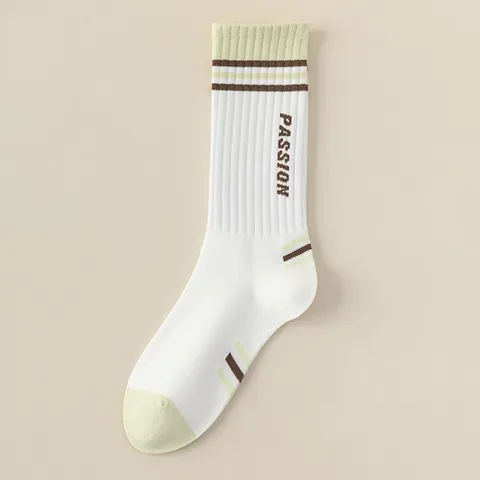 Damen Professionelle Sport Wadenhohe Socken Gekämmte Baumwolle Atmungsaktiv Lauf Socken Mit Gestreiftem Buchstabenmuster Nahtlose Zehe Yoga Fitness Socken