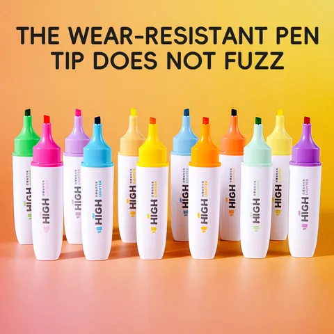 Modern Plastic Multicolor Highlighters Chisel Tip Smudge Proof Fluorescent Marker Pens For Office School Students Reading Study Marking