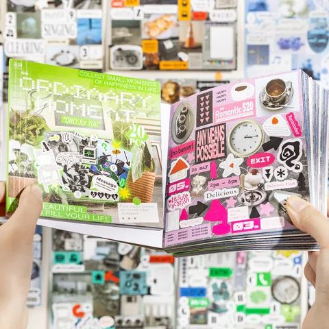 Libro de Pegatinas Cuadrado Estilo Ins Coreano Papel Pegatinas Decorativas para Bricolaje Scrapbooking Diario Funda Teléfono Papelería