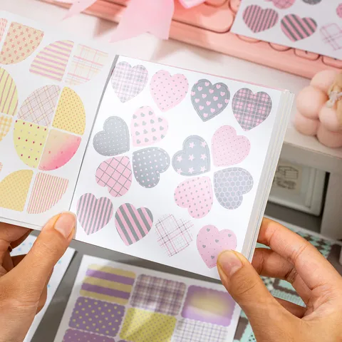 Libro de Pegatinas Cuadradas con Patrón de Tela Fresca Serie Candy Crumble Material para Scrapbooking DIY Decoración