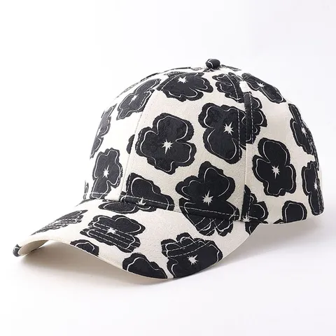 Gorra de Béisbol de Estilo Étnico con Graffiti de Flores de Poliéster Visera Curva Sombrero Parasole Aire Libre Casual Ajustable para Hombres Mujeres