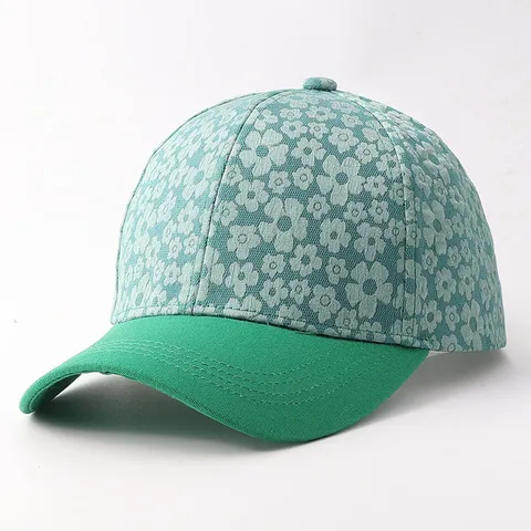 Dames Zoet Bloemig Bedrukt Honkbalpet Polyester Gebogen Rand Verstelbar Zonnescherm Ademend Outdoor Mode Pet