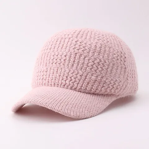 Gorra de Béisbol de Punto de Felpa Cálida de Invierno para Mujer Minimalista Suave Térmica Visera Curva Ajustable Deportes al Aire Libre