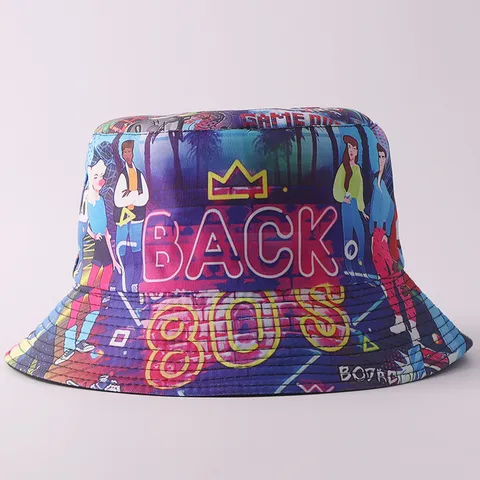 Sombrero de Pescador Estilo Retro Años 80 90 Unisex Streetwear Grafiti Estampado Protección Solar Hip Hop Vintage Viaje