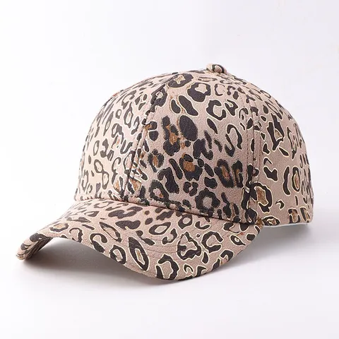 Gorra De Béisbol De Moda Con Estampado De Leopardo Bronceado Y Visera Curva Ajustable Protección Solar Trucker Hat Mujer Hombre