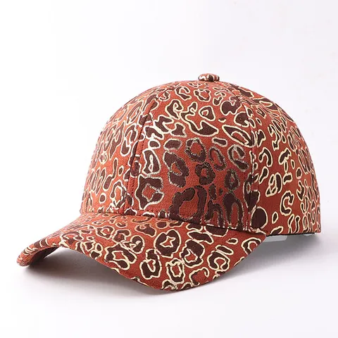 Gorra De Béisbol De Moda Con Estampado De Leopardo Bronceado Y Visera Curva Ajustable Protección Solar Trucker Hat Mujer Hombre