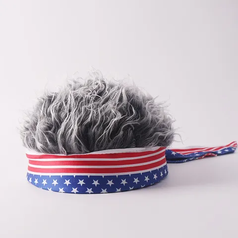Gorro de Peluca Sintética de Novedad Con Cintas de Flecos Diadema de Fan de Copa del Mundo Gorro Pelo Loco Hip Hop para Fiesta