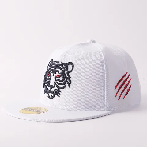 Berretto da Baseball a Tesa Piatta Hip Hop per Uomo Donna Testa di Tigre Ricamata Snapback Street Style Moda Protezione Solare