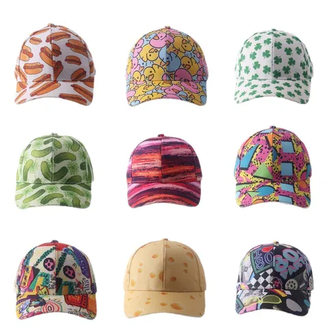 Gorra de Béisbol de Moda de Poliéster Estampado Ajustable Retro Arte Pop Patrón Geométrico Visera Curvada Protección Solar Gorro para Aire Libre Viaje