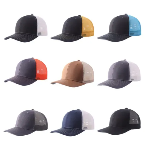 Gorra Trucker Unisex Casual Gorra de Béisbol de Malla Transpirable Sombrero de Sol Ajustable con Bloques de Color