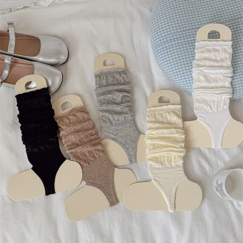 Women Balletcore Hollow Out Mesh Leg Warmers Knit Stacking Socks Solid Color Breathable Summer Thin Footless Stirrup Socks