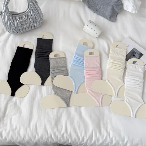 Women Solid Color Ballet Style Stirrup Leg Warmers Summer Thin Breathable Stacked Long Socks Casual Fashion