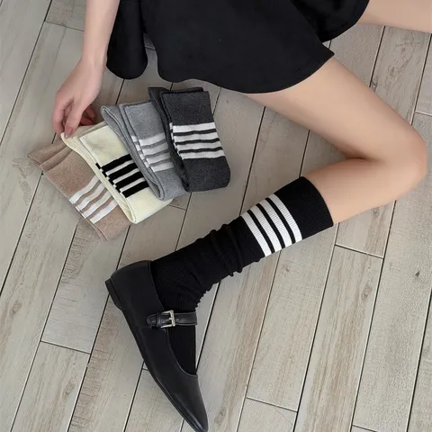 Γυναικείες Casual Ριγέ Κάλτσες Γάμπας σε Ιαπωνικό Στυλ Κάλτσες Μέχρι το Γόνατο Βαμβακερές Μόδα Άνοιξη Φθινόπωρο