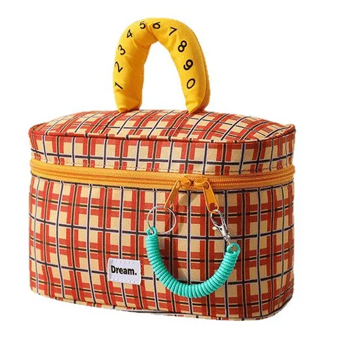 Large Capacity Color Block Cosmetic Bag Portable Travel Wash Bag Waterproof Oxford Cloth Multifunctional Makeup Organizer