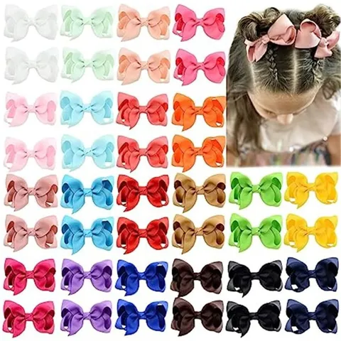 Kids Large Grosgrain Ribbon Bow Hair Clips Layered Bubble Flower Handmade Hairpins Bright Color Hair Accessories For Girls Styling