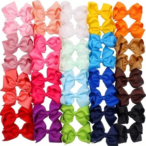 Kids Large Grosgrain Ribbon Bow Hair Clips Layered Bubble Flower Handmade Hairpins Bright Color Hair Accessories For Girls Styling
