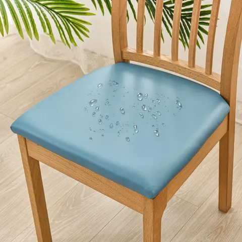 Wasserdicht PU Leder Stuhlbezug Elastisch Quadratisch Esszimmerstuhl Schutz Für Hotel Heim Restaurant Büro Einfarbig Stuhlhusse