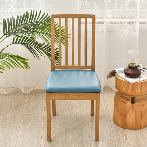 Wasserdicht PU Leder Stuhlbezug Elastisch Quadratisch Esszimmerstuhl Schutz Für Hotel Heim Restaurant Büro Einfarbig Stuhlhusse