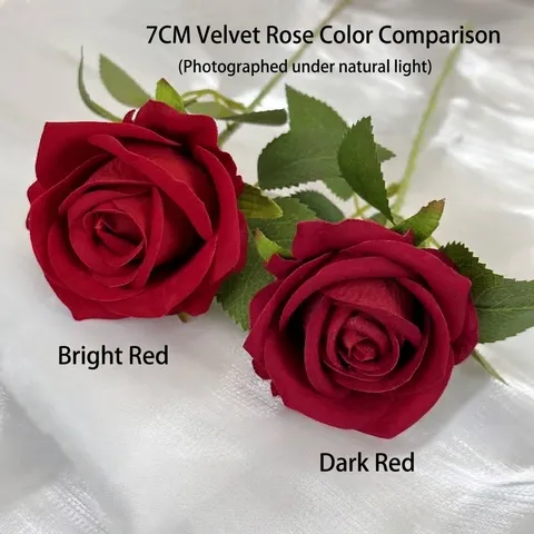 Artificial Rose Stem Silk Flower Velvet Feel Fake Rose For Wedding Home Decor Romantic Floral Arrangement