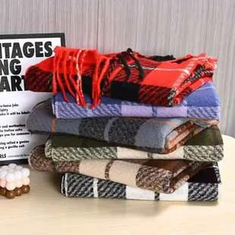 Winter Warme Imitatie Kasjmier Ruitjes Sjaal Dames Verdikte Franje Tas Longe Sjaal Veelzijdig Casual Nekwarmer Wrap
