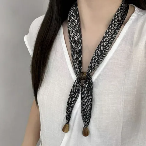 Ins Stijl Kraal Verstelbare Kleine Zijden Sjaal Vrouwen Veelzijdige Nekbeschermende Sjaal Lente Zomer Decoratieve Accessoire