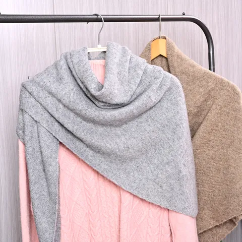 Women Wool Blend Knitted Triangle Shawl Fall Winter Warm Thickened Scarf Fashion Solid Color Neck Warmer Outdoor Wrap