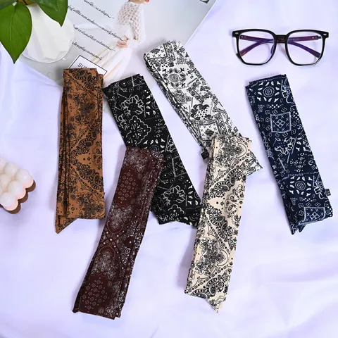 Koreaanse Stijl Dames Satijn Smalle Sjaal Paisley Bedrukt Twilly Sjaal Voor Handtas Handvat En Nek Mode-accessoires