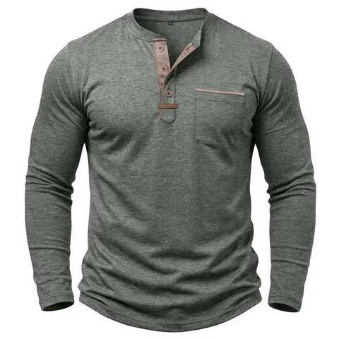 Herren Henley Langarm T-Shirt Farbblock Casual Pullover Oberteil Regular Fit Polyester Mischung Frühling Herbst Tägliche Kleidung