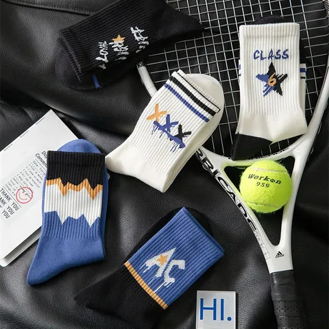 Men's Casual Sports Cotton Socks Ins Trendy Mid Tube Breathable Basketball Socks