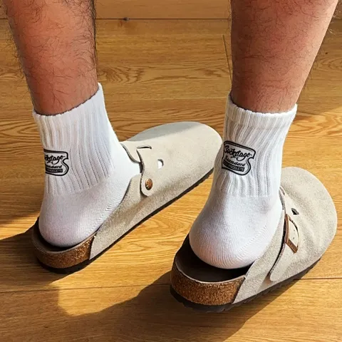 Unisex Casual Monohroma Crew Socks Iaponiko Styl Typose Grammaton Silikonis