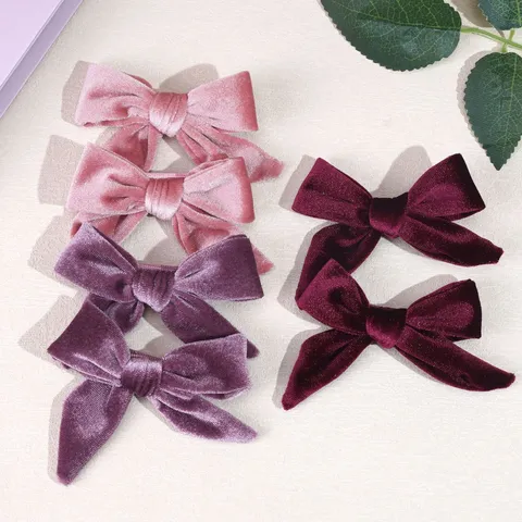 Handgefertigte Haarspangen mit Samtschleifen für Mädchen Kinder Herbst Winter Schleife Barrettes Set Haarschmuck für Mädchen