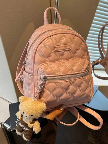 Casual PU Leer Rugzak Rautenpatroon Voor Tieners Meisjes Chique Stiksels Kleine Schooltas Stijlvolle Pendler Dagrugzak