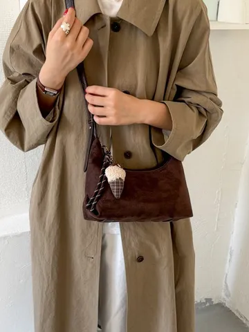 Koreaanse Stijl Slouchy Imitatiesuède Schoudertas Retro Grote Capaciteit Dumpling Hobo Handtas Met Brede Riem Voor Woon-Werkverkeer Vrouwen Dagelijks