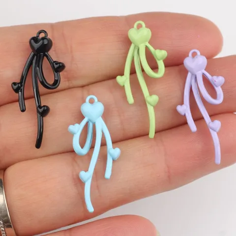 Semplice Lega di Zinco Vernice a Spruzzo Fiocco Cuore Pendenti Ciondoli per Fai da Te Collana Bracciale Orecchino Gioielli Accessori