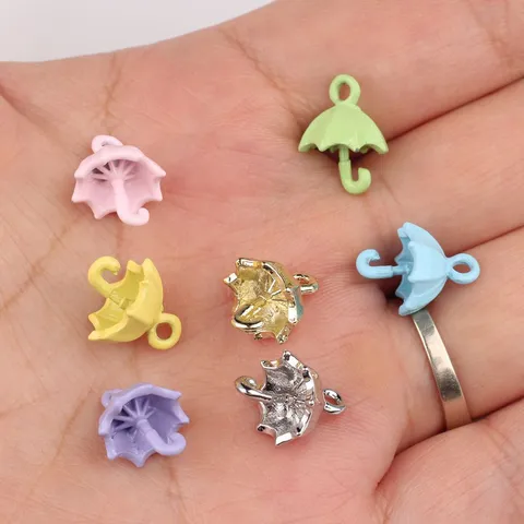 Zinc Alloy Painted Colorful Umbrella Pendant Charms For DIY Necklace Bracelet Earring Jewelry Making Accessories Supplies