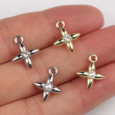 Cross Star Charms Alloy Artificial Pearl Rhinestone Pendants For DIY Necklace Bracelet Earring Jewelry Making Crafts