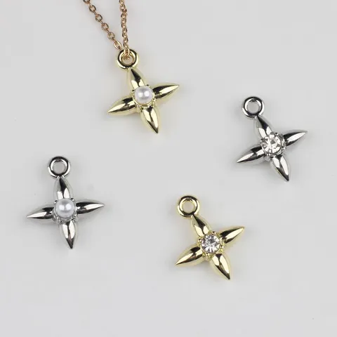 Cross Star Charms Alloy Artificial Pearl Rhinestone Pendants For DIY Necklace Bracelet Earring Jewelry Making Crafts
