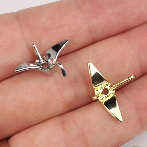 Simple Zinc Alloy Paper Crane Loose Beads Charms Electroplated DIY Jewelry Accessories For Necklace Bracelet Making Gold Silver