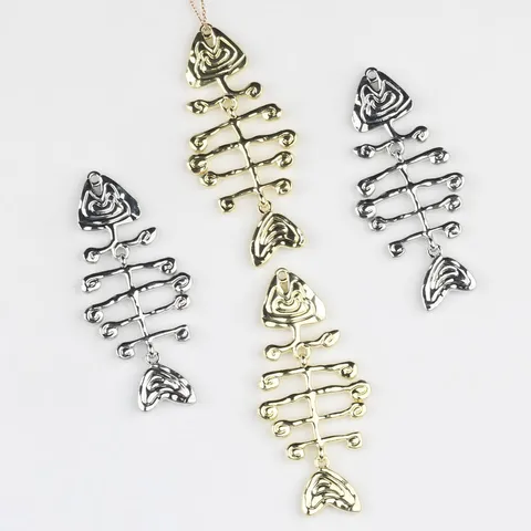 Fish Bone Charms Zinc Alloy Pendants For Necklace Bracelet Earring Making Electroplated DIY Jewelry Findings Accessories