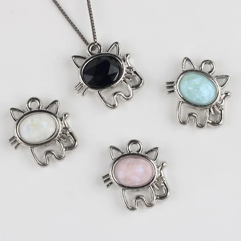 Legierung Harz Eingelegte Katze Anhänger Charms Für DIY Halskette Armband Ohrring Schmuckherstellung Einfache Tierform Zubehör
