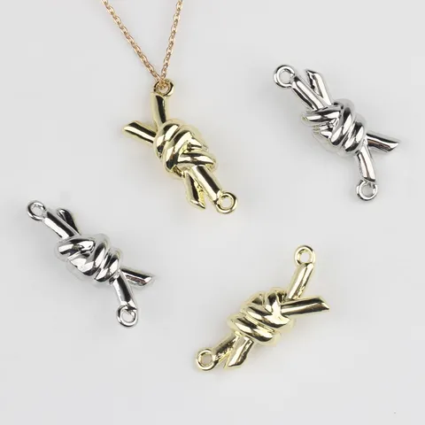 Ciondoli Connettore Nodo in Lega Minimalisti a Doppio Foro Per Creazione Gioielli Fai Da Te Bracciale Collana Accessori