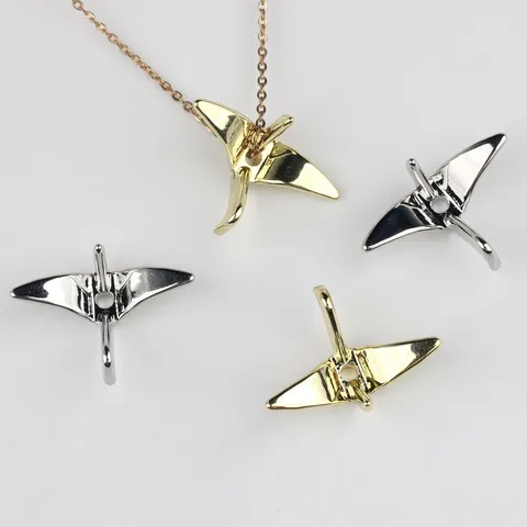 Simple Zinc Alloy Paper Crane Loose Beads Charms Electroplated DIY Jewelry Accessories For Necklace Bracelet Making Gold Silver