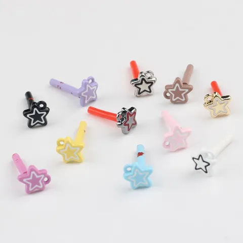 Simple Alloy Painted Star Earring Posts With Stainless Steel Pins DIY Handmade Earring Jewelry Finding Accessories Materials