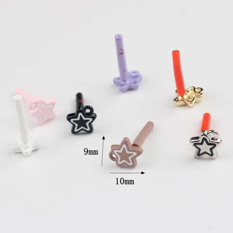 Simple Alloy Painted Star Earring Posts With Stainless Steel Pins DIY Handmade Earring Jewelry Finding Accessories Materials