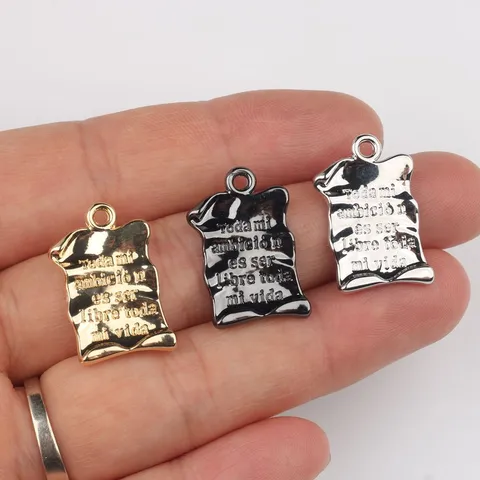 Colgantes Rectangulares Irregulares de Aleación Minimalistas Con Inscripción En Español Para Hacer Collar Pulsera Pendiente Fai da Te Accesorios de Joyería Artesanía