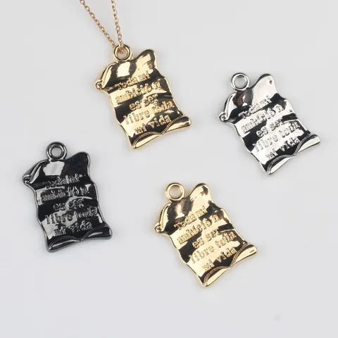 Colgantes Rectangulares Irregulares de Aleación Minimalistas Con Inscripción En Español Para Hacer Collar Pulsera Pendiente Fai da Te Accesorios de Joyería Artesanía