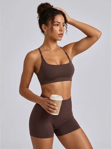 Reggiseno Sportivo da Donna Senza Cuciture Alta Elasticità Nylon Fitness Yoga Crop Top Traspirante Imbottitura Rimovibile
